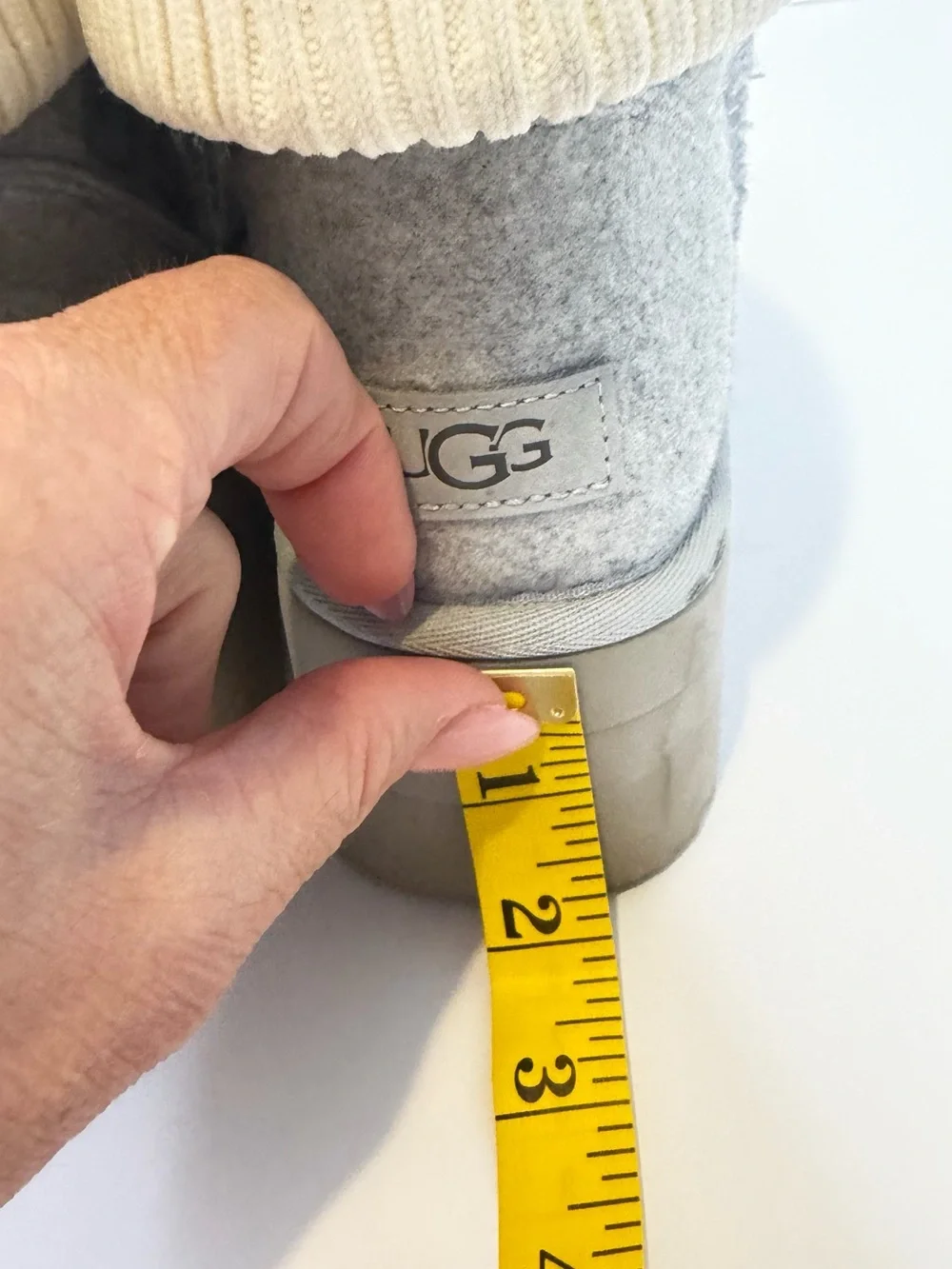 UGG Gray Quilted Boot with Cream Fold-Over Cuff